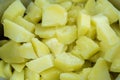 Boiled potatoes in pieces in a saucepan with butter Royalty Free Stock Photo
