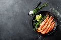 Boiled prawn shrimps on a plate Royalty Free Stock Photo