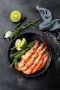 Boiled prawn shrimps on a plate Royalty Free Stock Photo