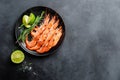 Boiled prawn shrimps on a plate Royalty Free Stock Photo