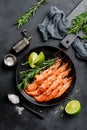 Boiled prawn shrimps on a plate Royalty Free Stock Photo
