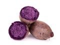 Boiled purple sweet potato or yam isolated on white