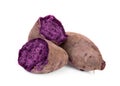 Boiled purple sweet potato or yam isolated on white background