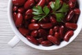 Boiled red kidney beans on wooden background macro Royalty Free Stock Photo