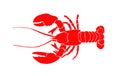 Graphical red lobster isolated on white background, vector sea-food illustration Royalty Free Stock Photo