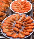 Boiled red shrimp closeup Royalty Free Stock Photo