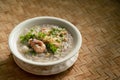 boiled rice clear soup with shrimp and green leafy vegetables Royalty Free Stock Photo