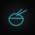 boiled rice neon icon. Blue and yellow neon vector icon
