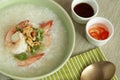 Boiled rice soup with shrimps Royalty Free Stock Photo