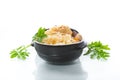 boiled rice with vegetables and meat in a ceramic bowl Royalty Free Stock Photo