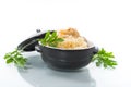 Boiled rice with vegetables and meat in a ceramic bowl Royalty Free Stock Photo