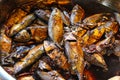 Boiled salted mackerel in Amphawa market.