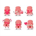 Boiled sausage cartoon character with love cute emoticon