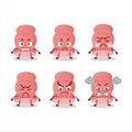 Boiled sausage cartoon character with various angry expressions