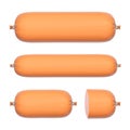 Boiled sausage in a vector on a white background.A stick of sausage vector illustration.
