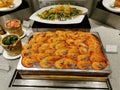 boiled shrimp prawn serve on top of the ice