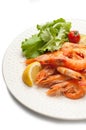 Boiled shrimp with salad Royalty Free Stock Photo