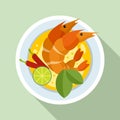 Boiled shrimp thai icon, flat style