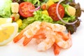 Boiled shrimps with salad