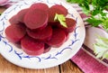 Boiled sliced beetroots