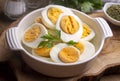 Boiled sliced egg, food photo