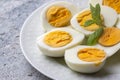 Boiled sliced egg, food photo