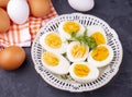 Boiled sliced egg, food photo