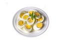 Boiled sliced egg, food photo