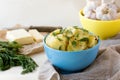 Boiled sliced potatoes with fresh dill Royalty Free Stock Photo