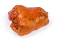 Boiled-smoked pork knuckle on a white background
