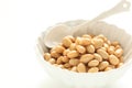 Boiled soy bean on white bowl