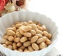 Boiled soy bean on white bowl