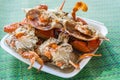 Boiled or steamed flower crab at seafood market Royalty Free Stock Photo