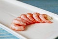 Boiled steamed shrimp in a plate Royalty Free Stock Photo