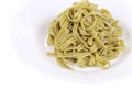 Boiled tagliatelle pasta.