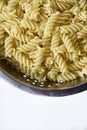 Boiled vermicelli noodles horns in a colander Royalty Free Stock Photo
