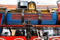 Boiler and chimneys in steam train, detail of mechanism a vintage russian steam train locomotive Royalty Free Stock Photo