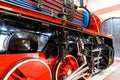 Boiler and chimneys in steam train, detail of mechanism a vintage russian steam train locomotive Royalty Free Stock Photo