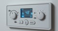 Boiler control panel displaying 4.8?C in auto mode for heating and service