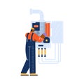 Boiler engineer man working flat style, vector illustration