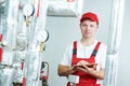 Boiler heating system inspection Royalty Free Stock Photo