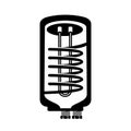 Boiler for heating water. Spiral heating element inside the cylinder. Home appliances simple style black detailed logo