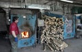 Boiler-house of the industrial enterprise on wood