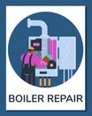 Boiler repair concept poster with text.