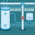 Boiler Room Banner with Hot Water Heating System Royalty Free Stock Photo