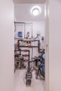 A boiler room with water distribution pipes Royalty Free Stock Photo