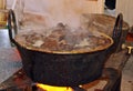 Slaughtering process and traditional production of iberian pork products. Homemade pork food in a small village of Spain. Royalty Free Stock Photo