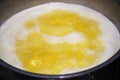 Boiling butter in a saucepan on a gas stove Royalty Free Stock Photo