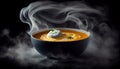 Boiling cauldron simmers hearty vegetable soup recipe generated by AI