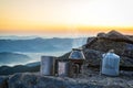 Boiling cezve of hot coffee high in the mountains